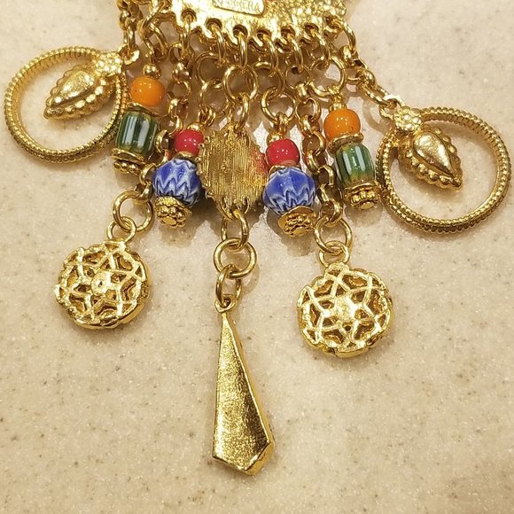 RARE RUNWAY STATEMENT JOSE MARIA BARRERA GOLD SUN CRYSTAL STONE STRAND NECKLACE - Picture 10 of 15